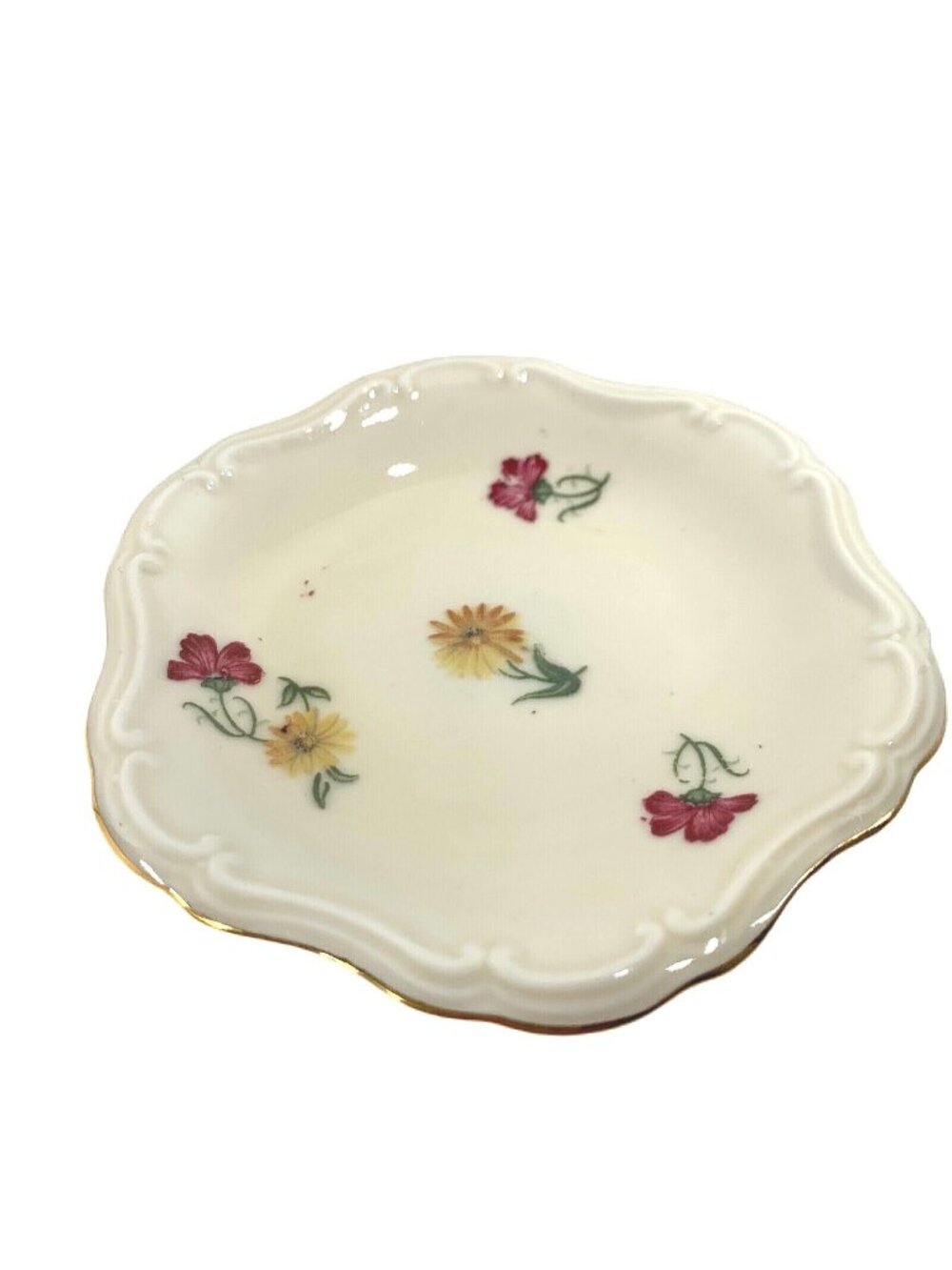 Alka Kunst Kronach Bavaria Dish Vintage Flowers Gold Trim 4" Trinket Candy